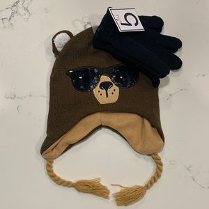 New w tags Hat and Gloves set Bear